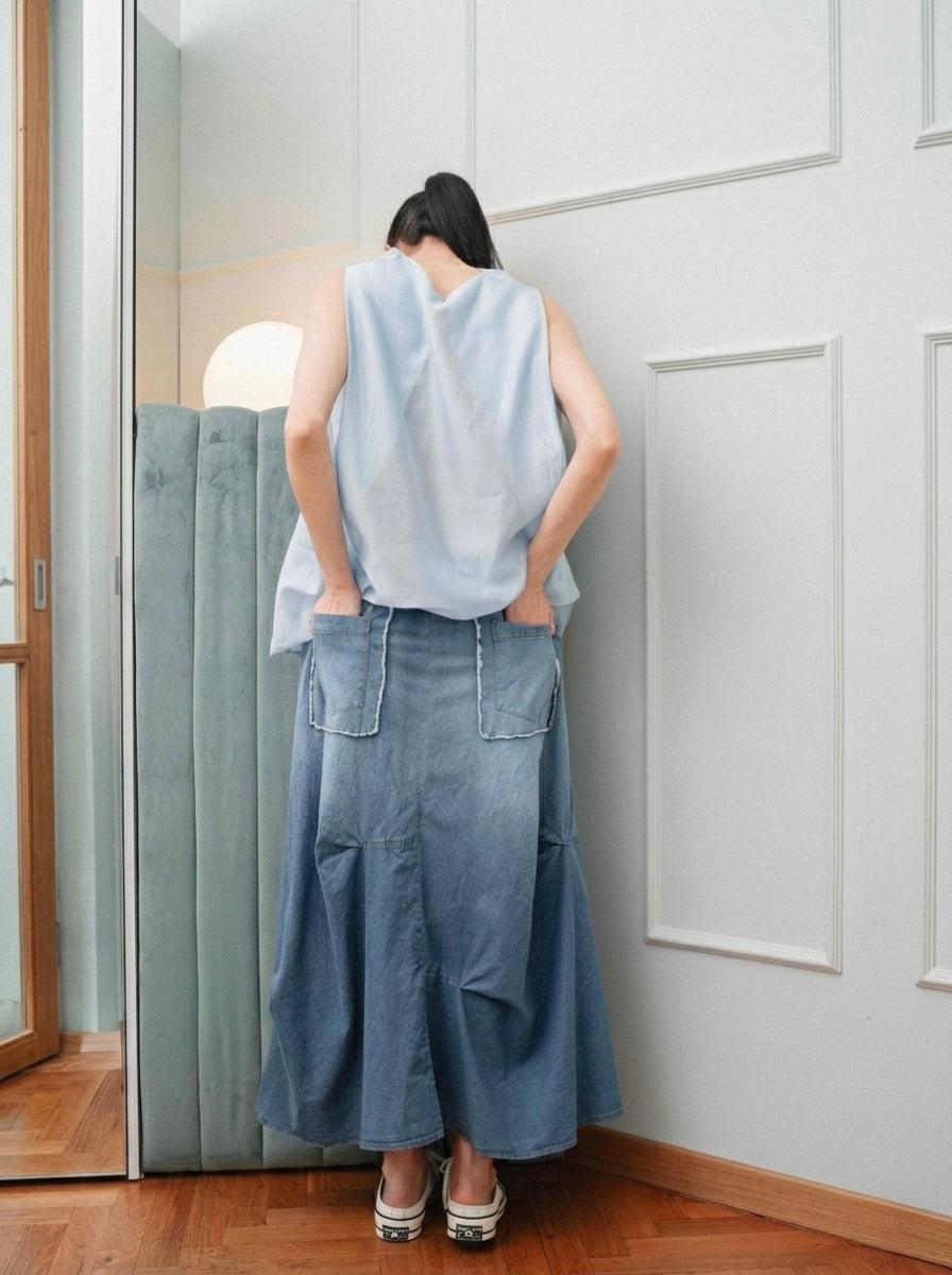 Sandra - Denim maxi skirt