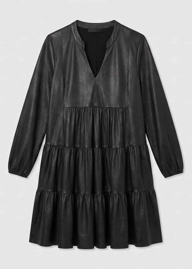 Roseau soft touch black pleather dress
