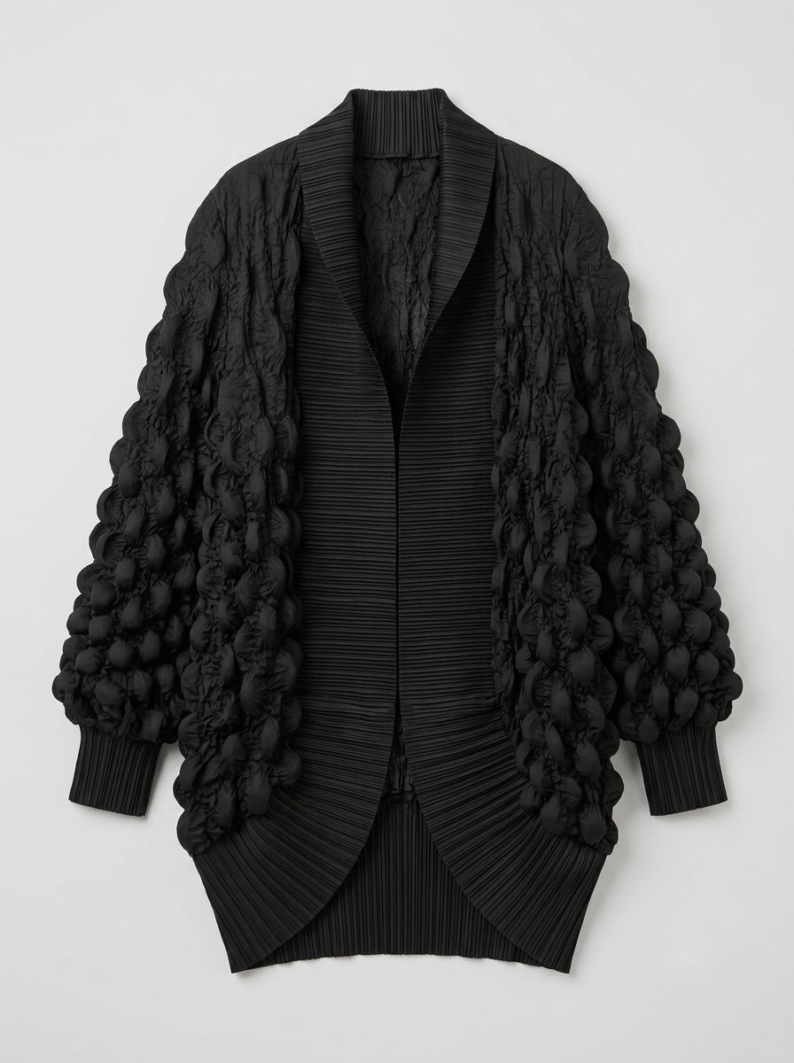 Marsha - bubble pleated cocoon cardigan