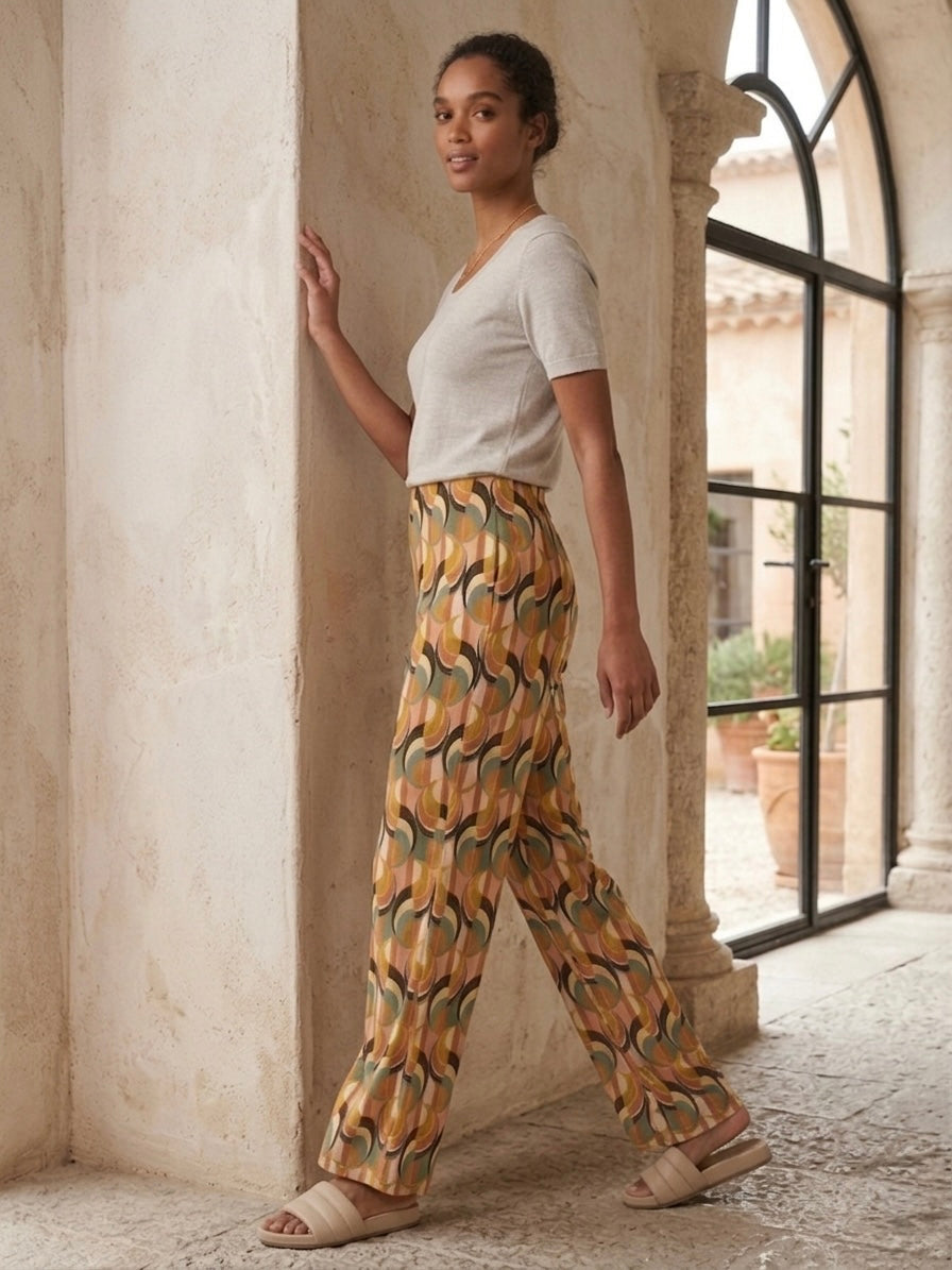 Guax french jersey tan swirl trouser