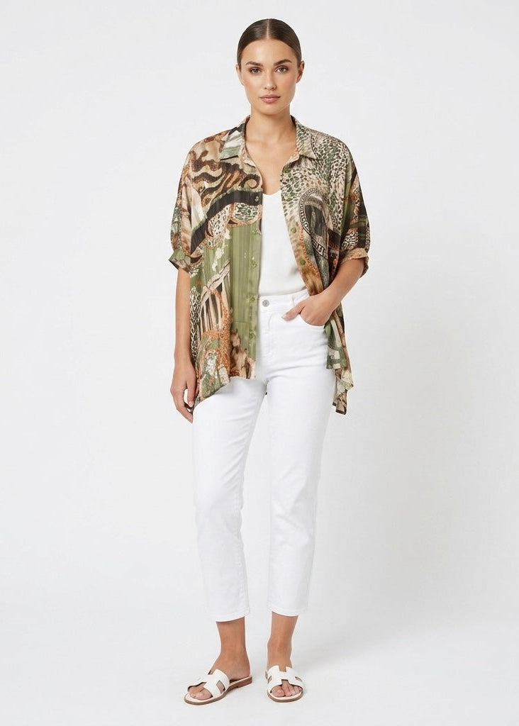 Troc Scenery chiffon relaxed fit blouse