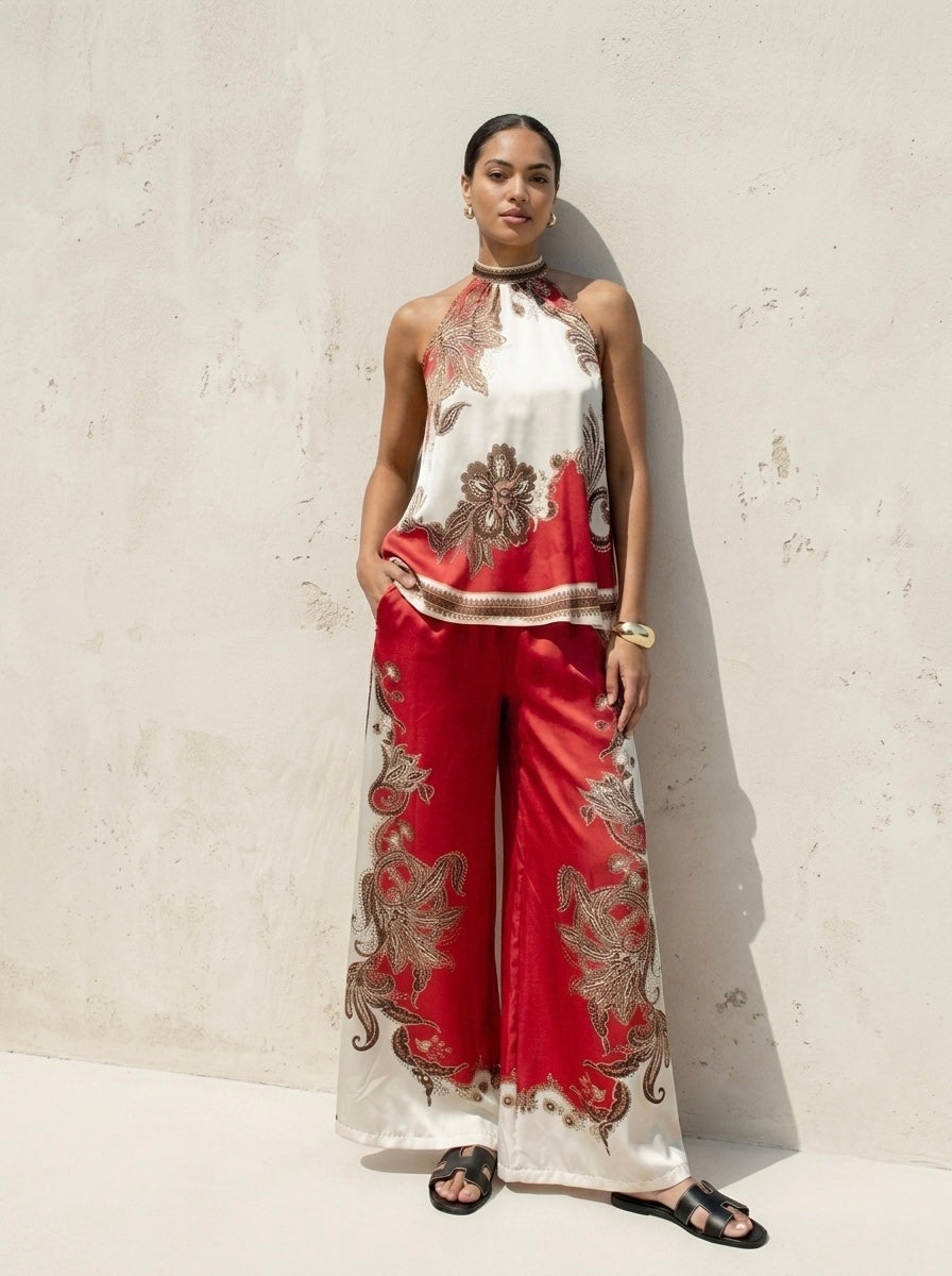 Bahamas - Printed halter neck trouser suit