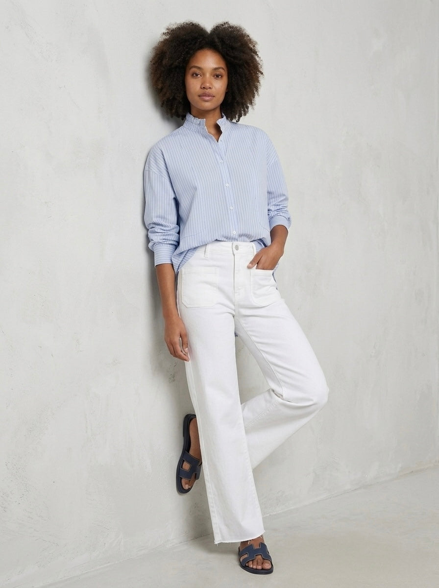 Milan - Frill collar stripe shirt