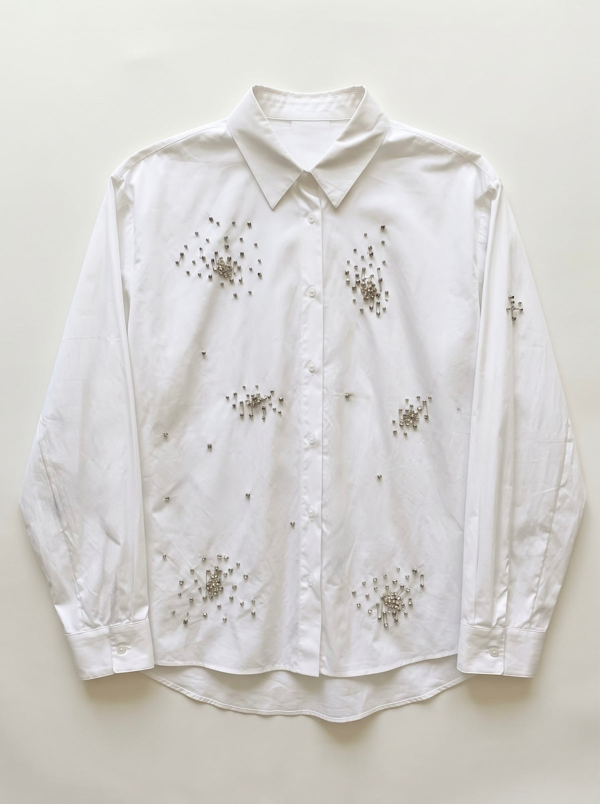 Annabelle white button-through shirt with curved hem