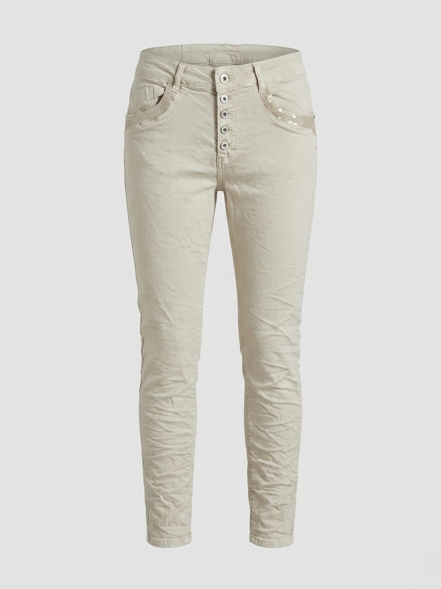 Mel stone stretch skinny sequin trouser