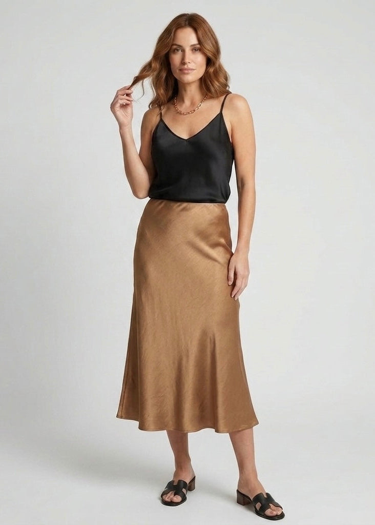 Jacinthe Bias cut satin skirt