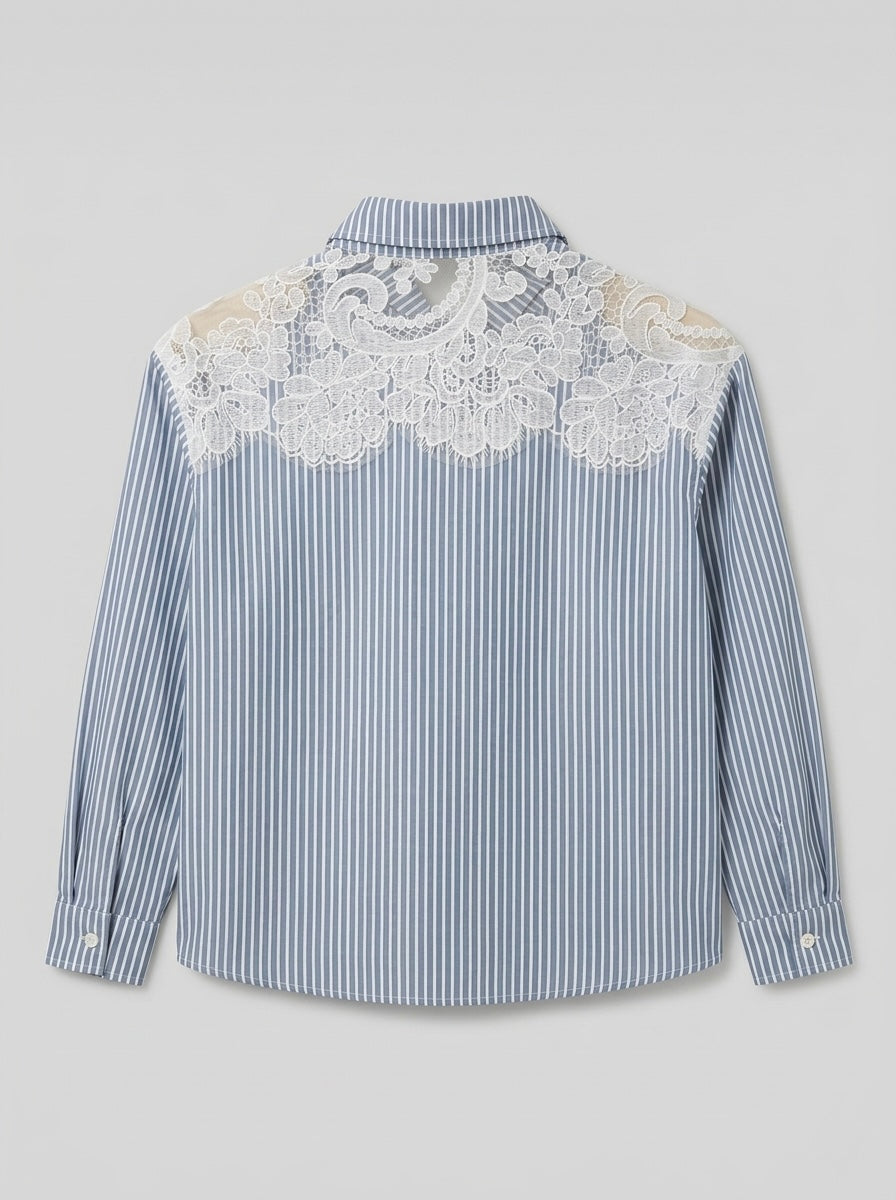 Faye - Stripe and Lace shirt