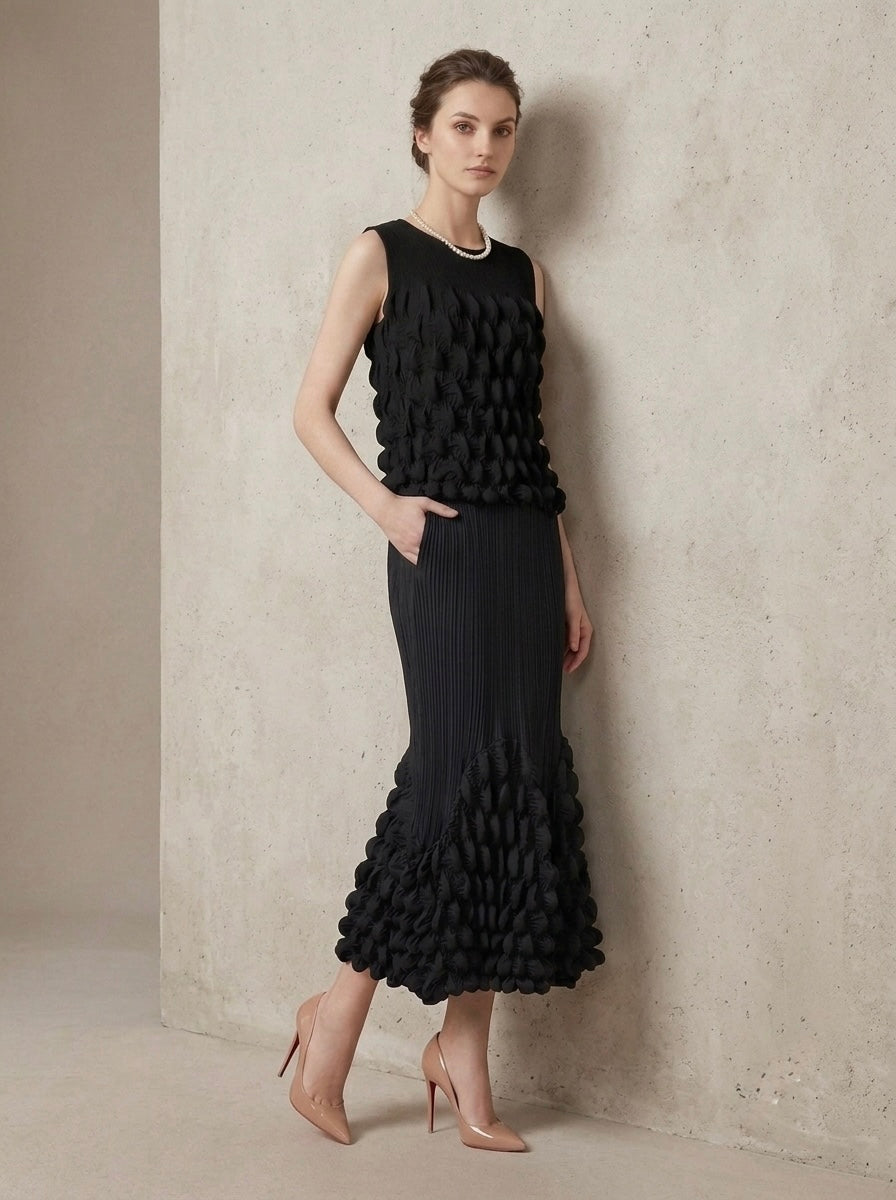 Marsha - Bubble pleat tube skirt
