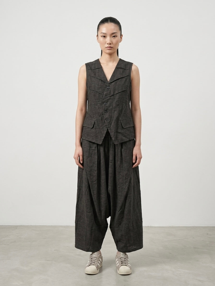 Ami - Distressed pintuck trouser