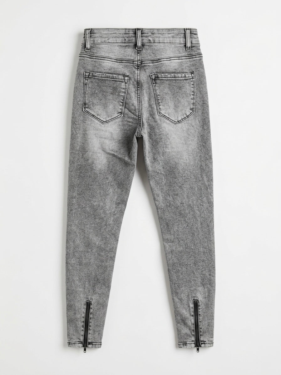 Julia grey stretch skinny zip back jean