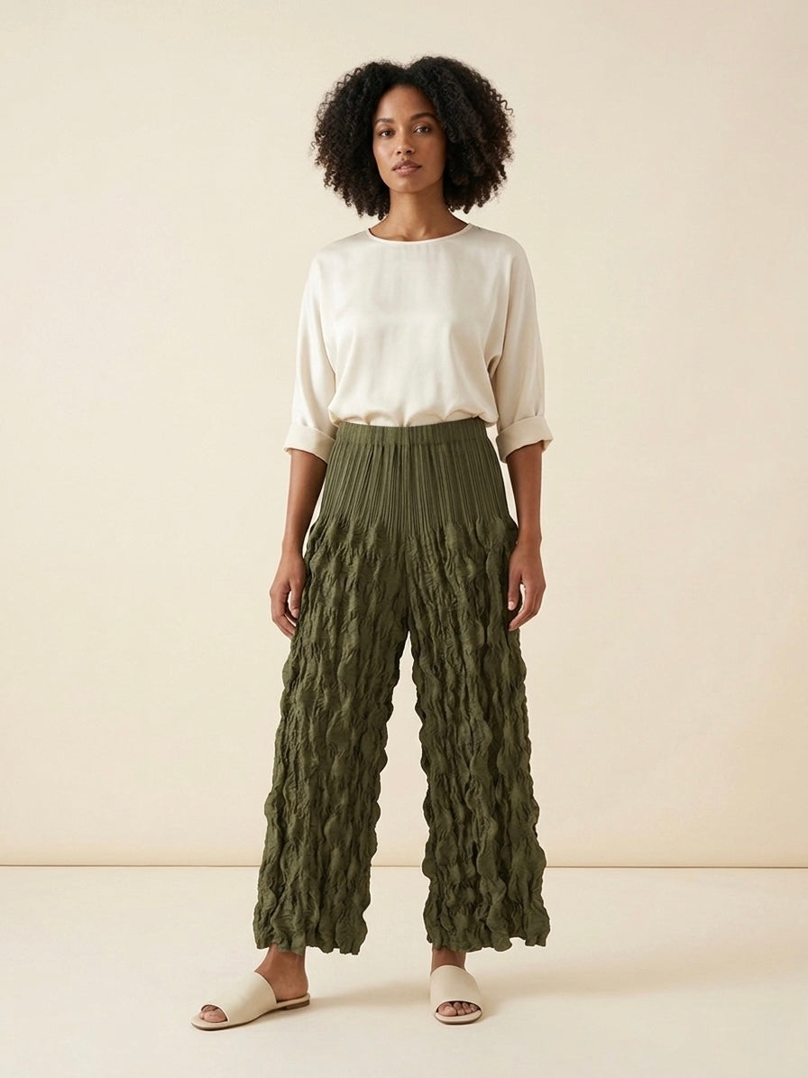 Sinead - Suedette bubble pleat trouser