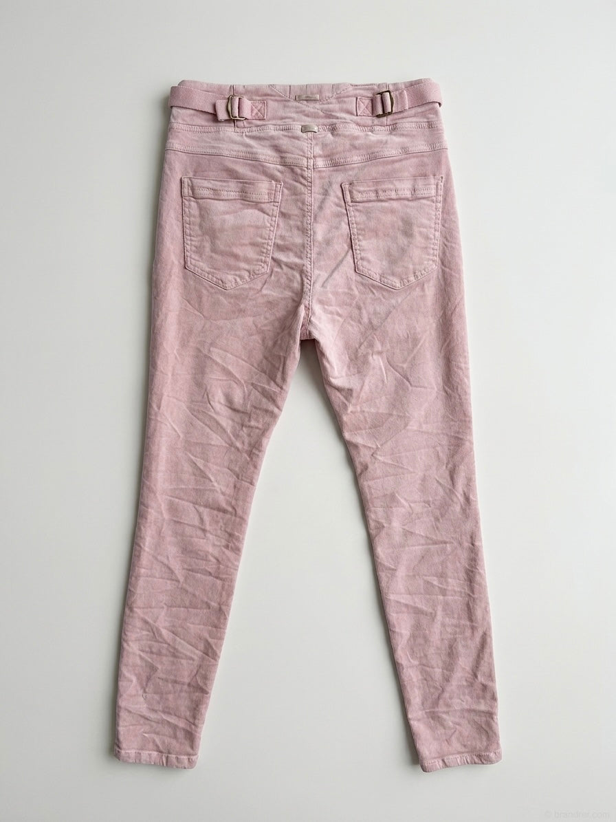 Missie stretch cotton pink jogger ruched knee jean