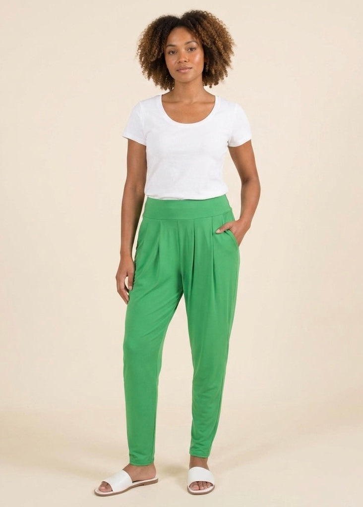 Bandol French crepe green plain trouser