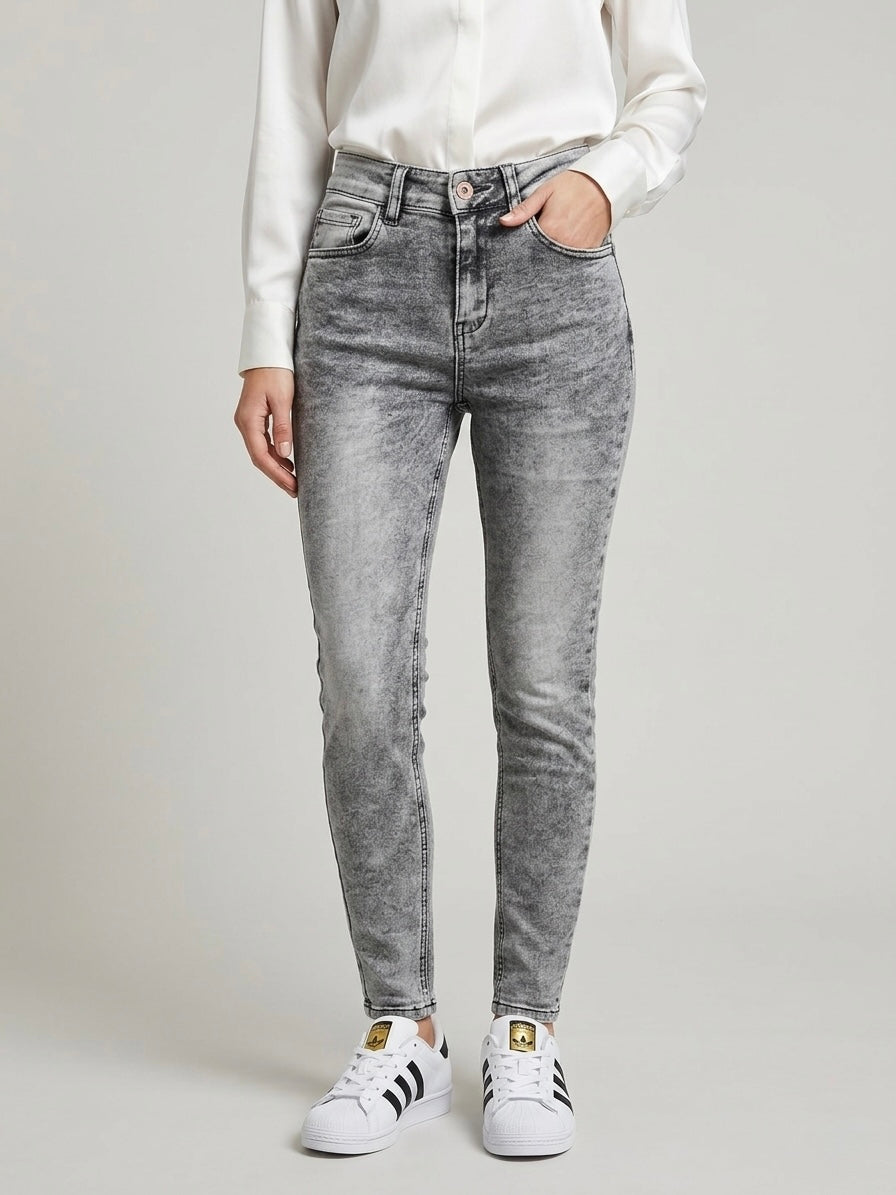 Julia grey stretch skinny zip back jean