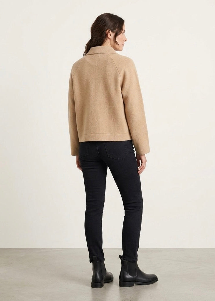 Penny camel cashmere blend knit button jacket