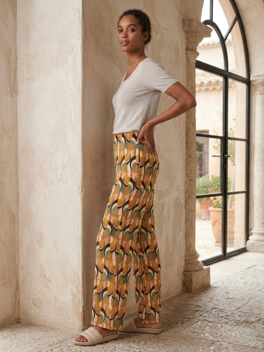Guax french jersey tan swirl trouser