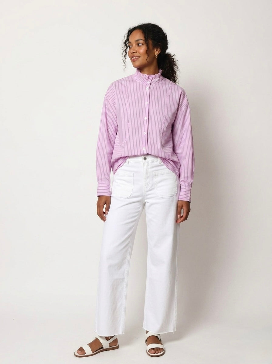 Milan - Frill collar stripe shirt