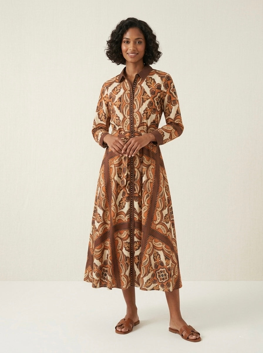 Trina - Printed shirt dress