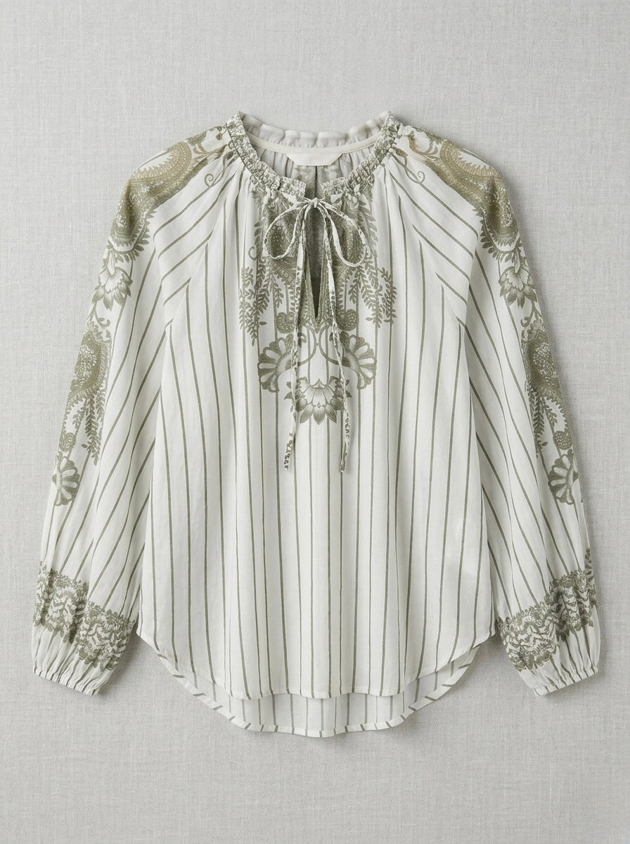 Jessica - Tie front printed blouse