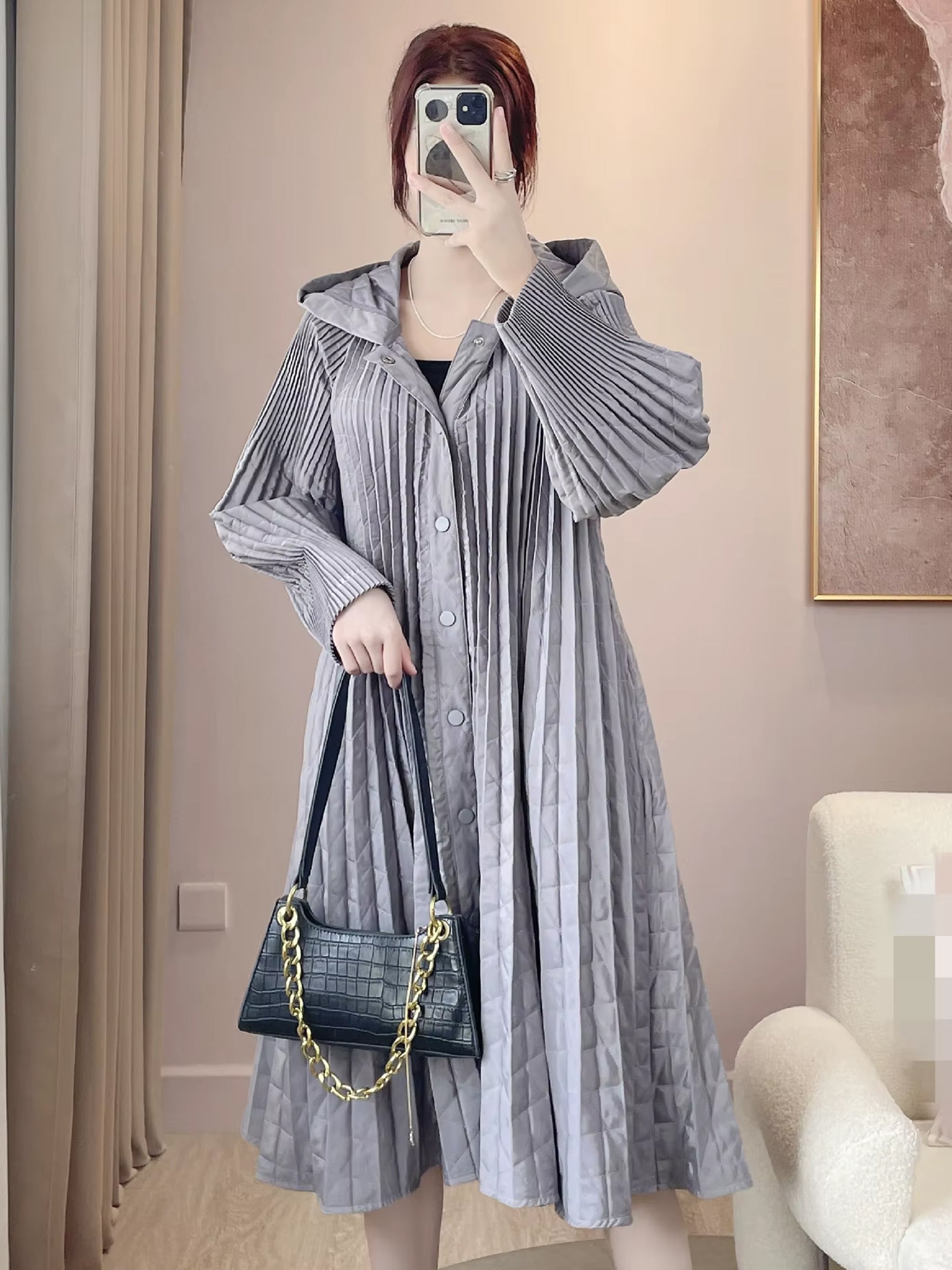 Orla - Pleat hooded coat