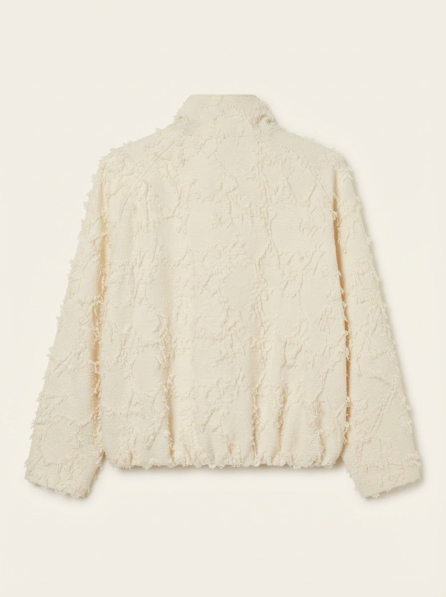 Sharleen frayed embossed jacket in cream, back product view
