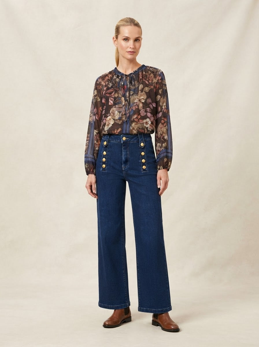 Doreen - Military button jeans