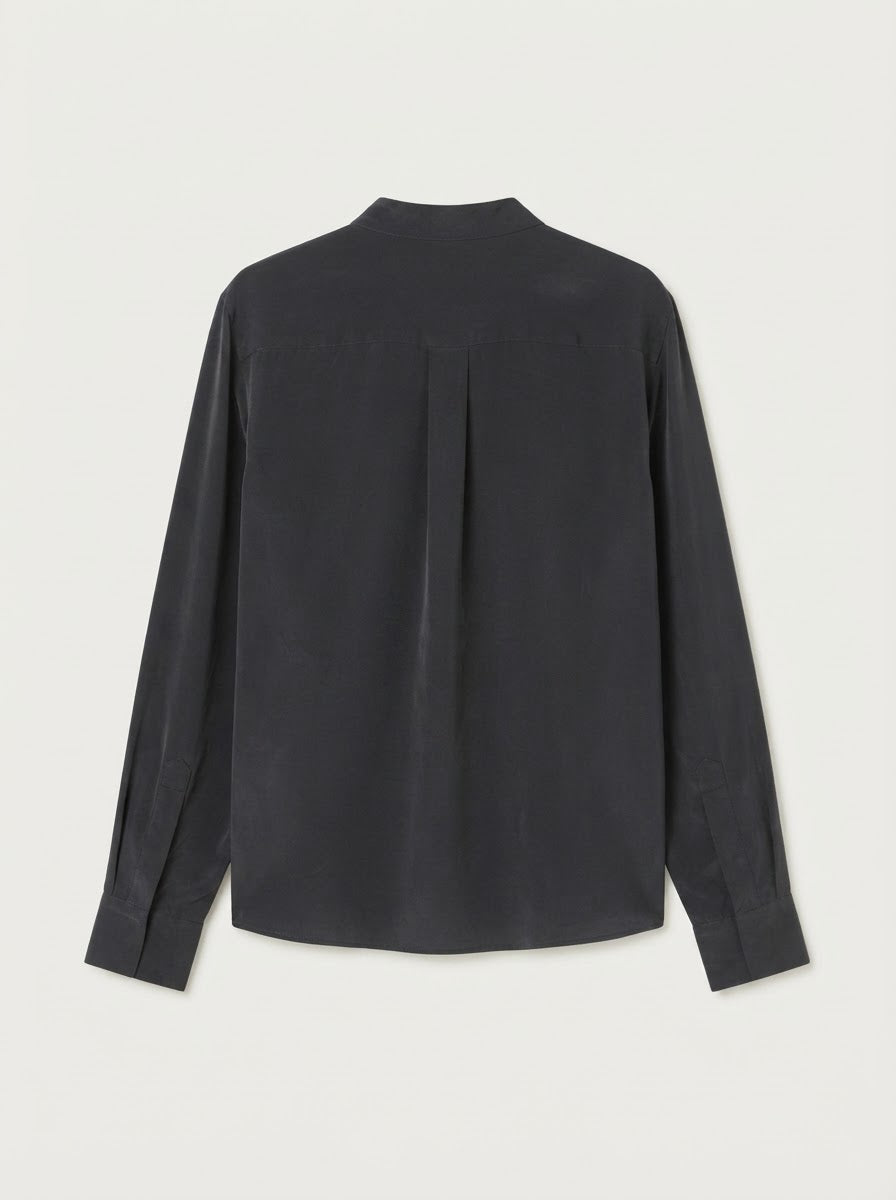 Rosie pocket flap blouse in black, back product view