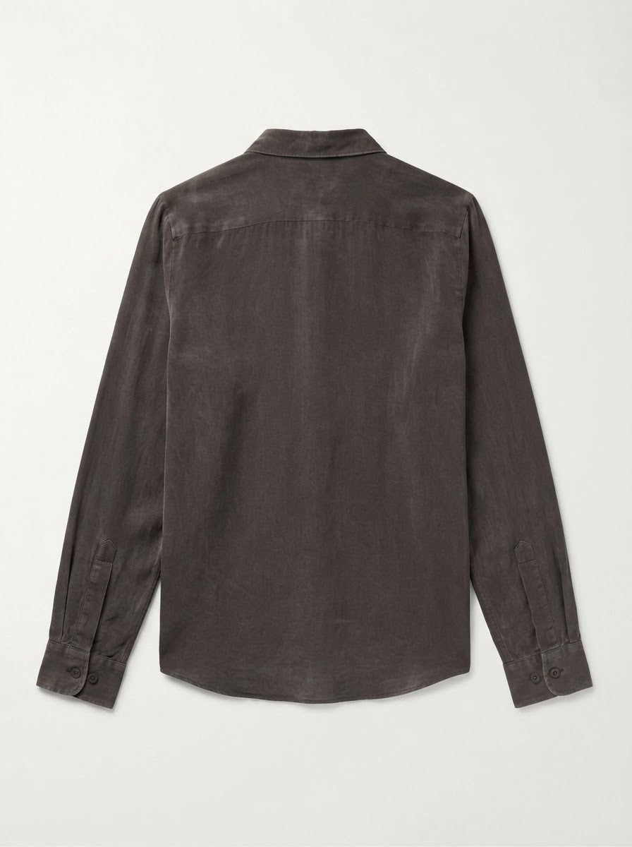 Rosie pocket flap blouse in chocolate, back product view