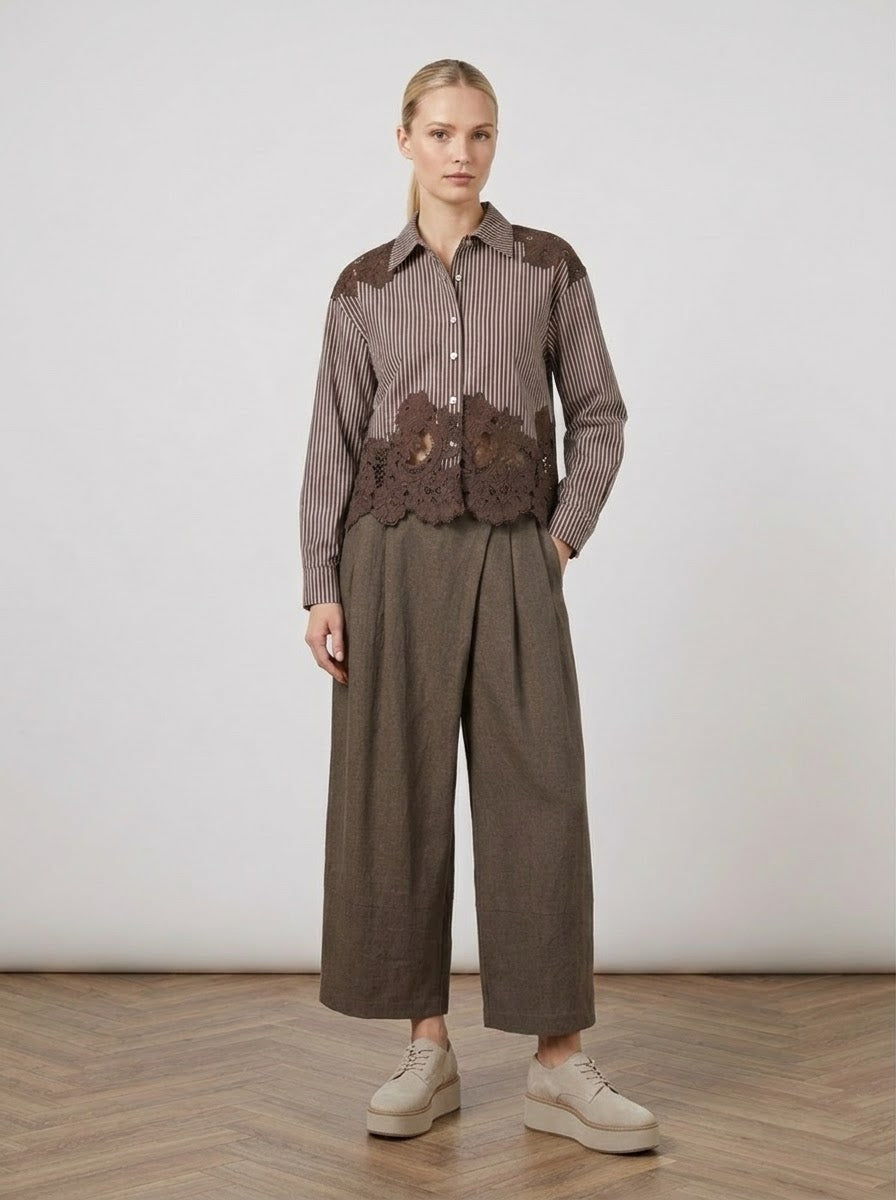 Faye - Stripe and lace shirt