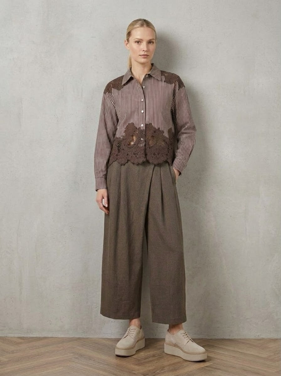 Faye - Stripe and lace shirt