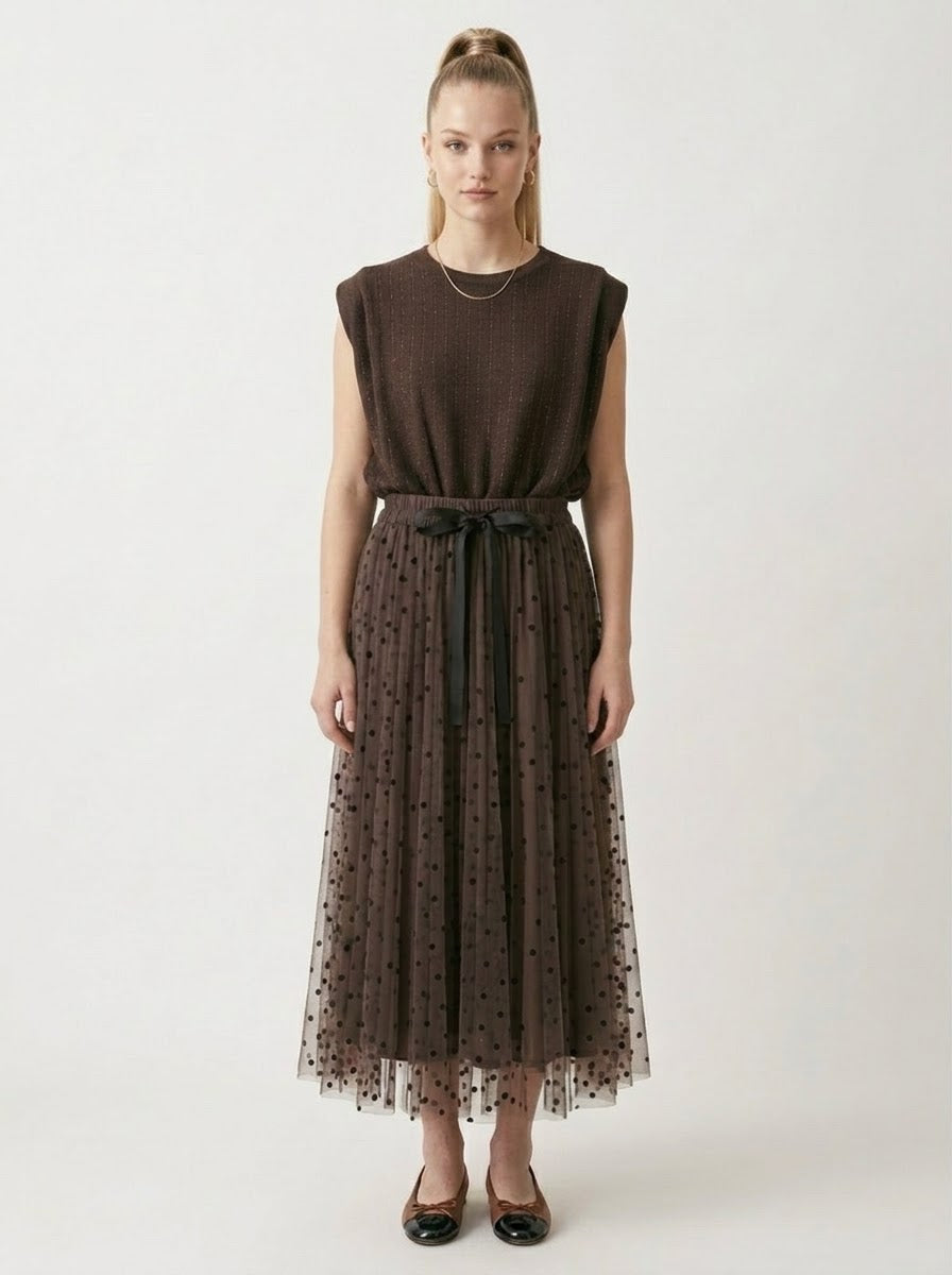 Caprice - Spot tulle midi skirt