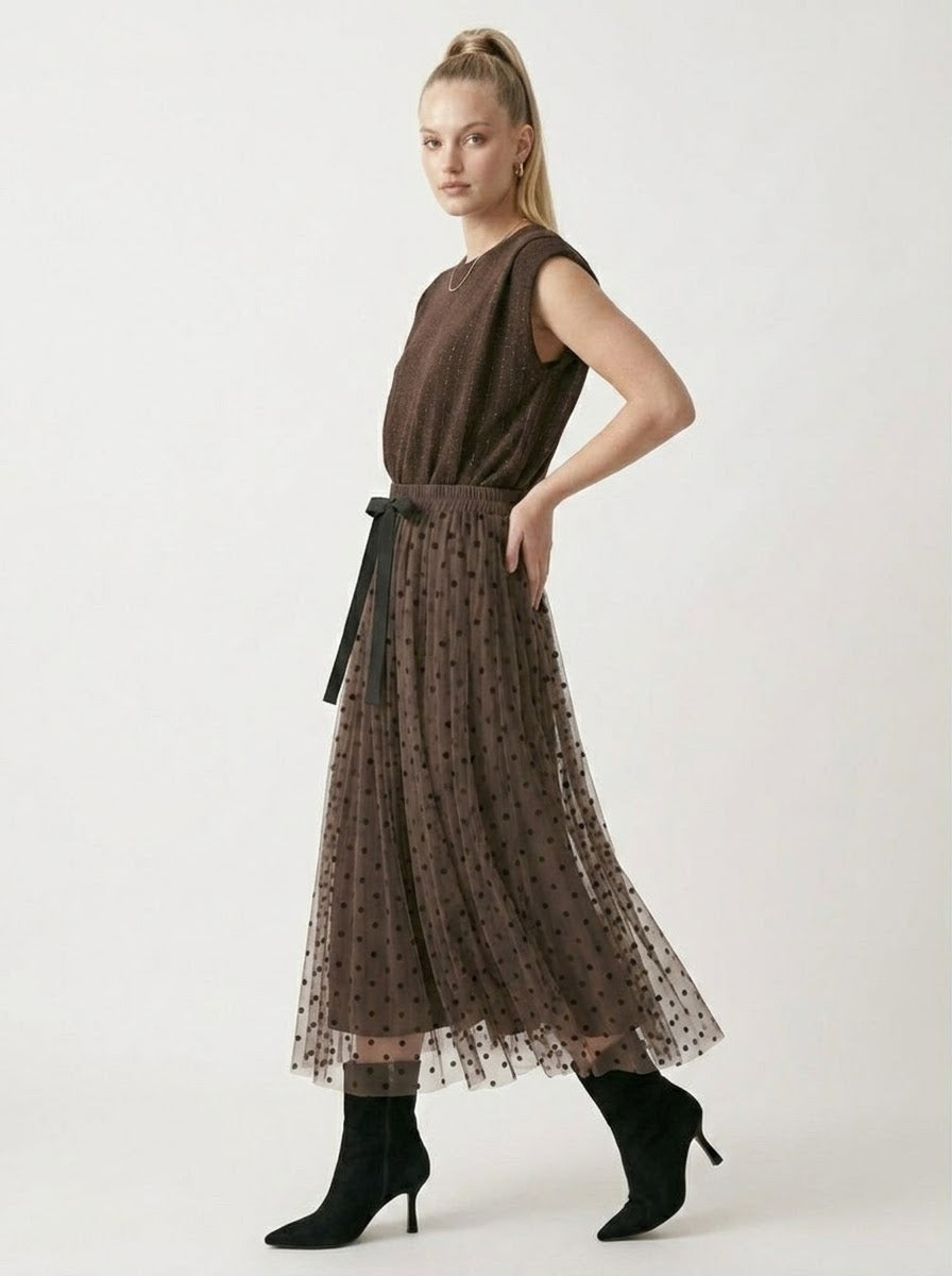 Caprice - Spot tulle midi skirt