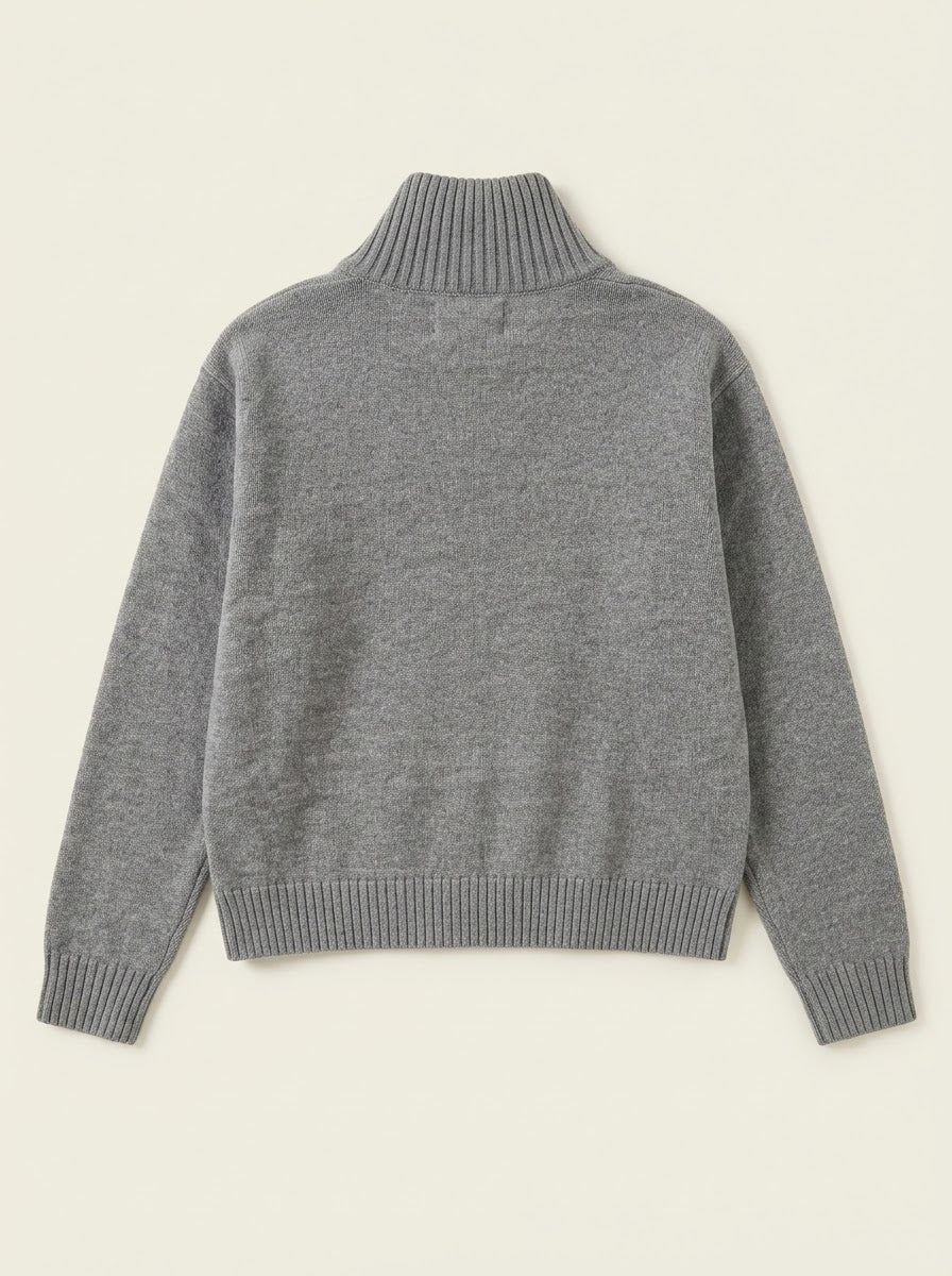 Simone regiment knitted jacket in grey, back flat lay