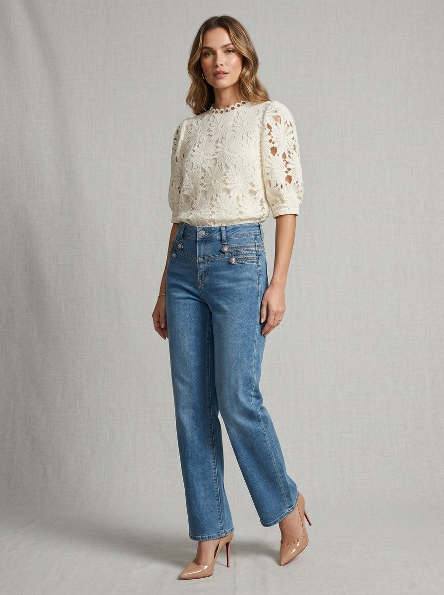 Clarice - Lace short sleeve top