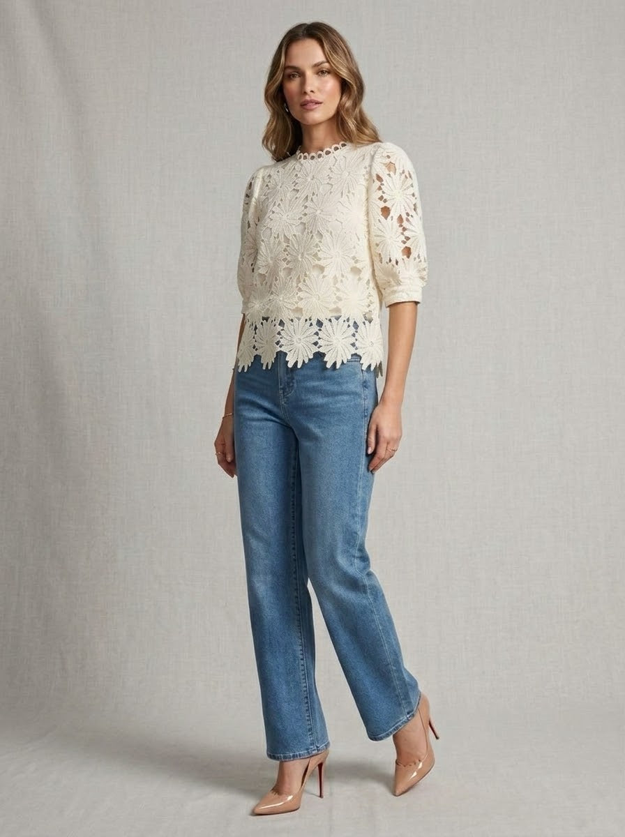 Clarice - Lace short sleeve top
