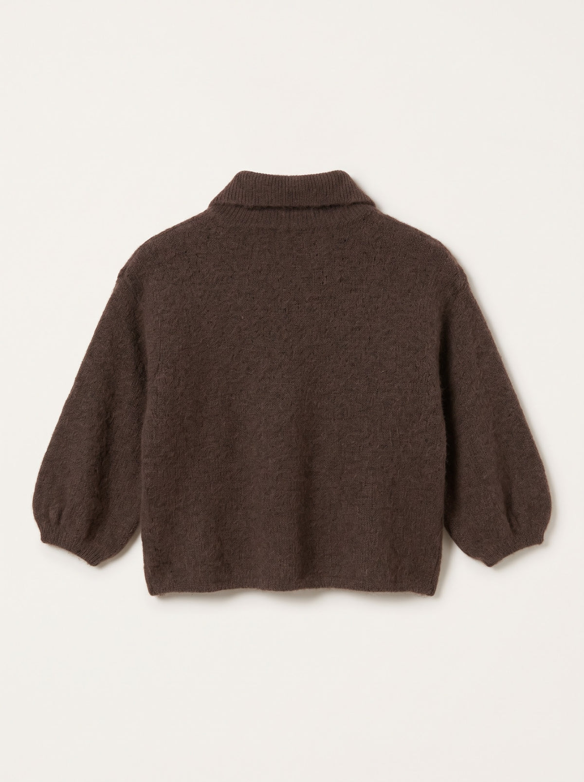 Antoinette chocolate angora-blend cardigan, back view