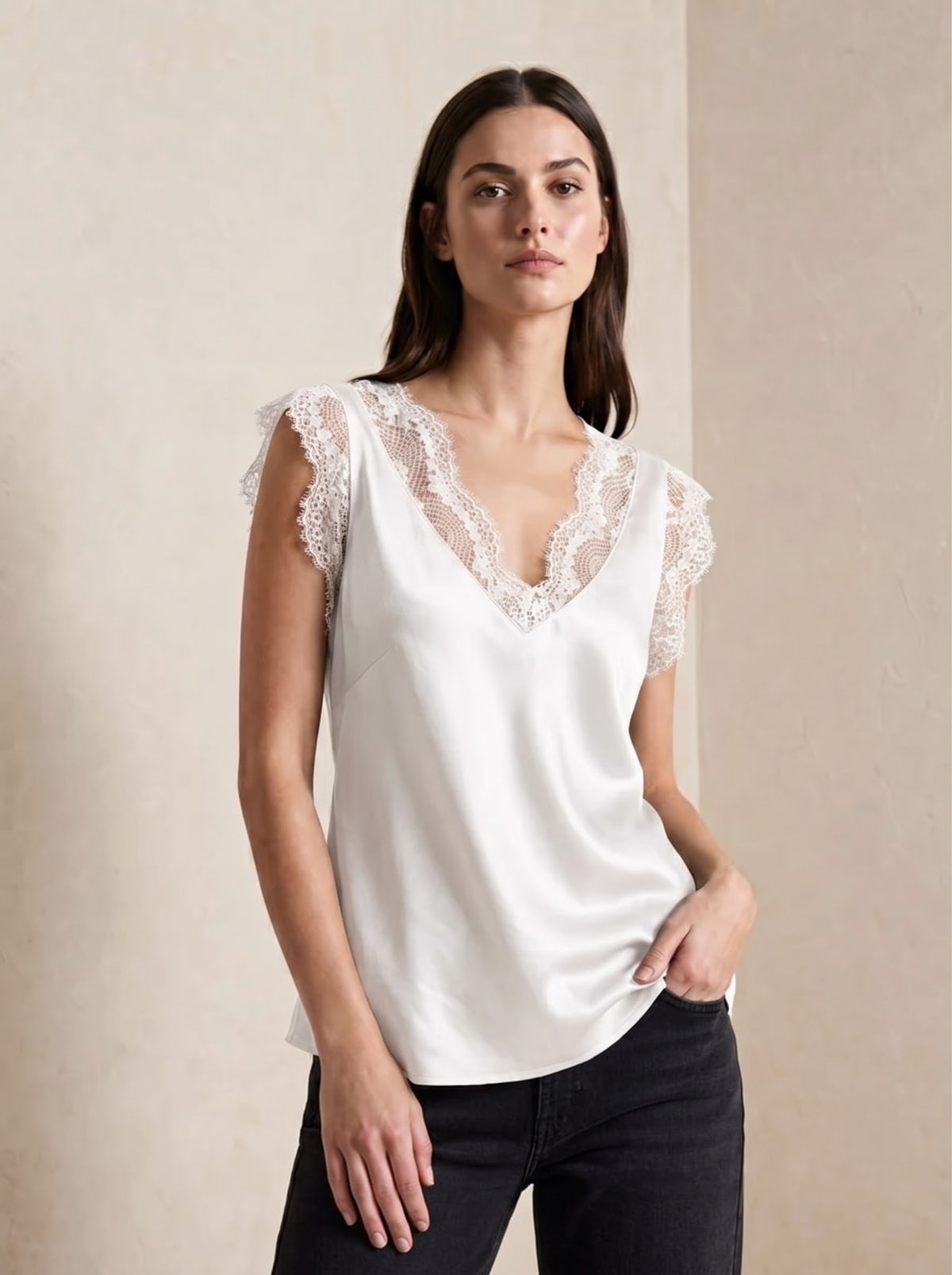 Lacey - Lace trim cami top
