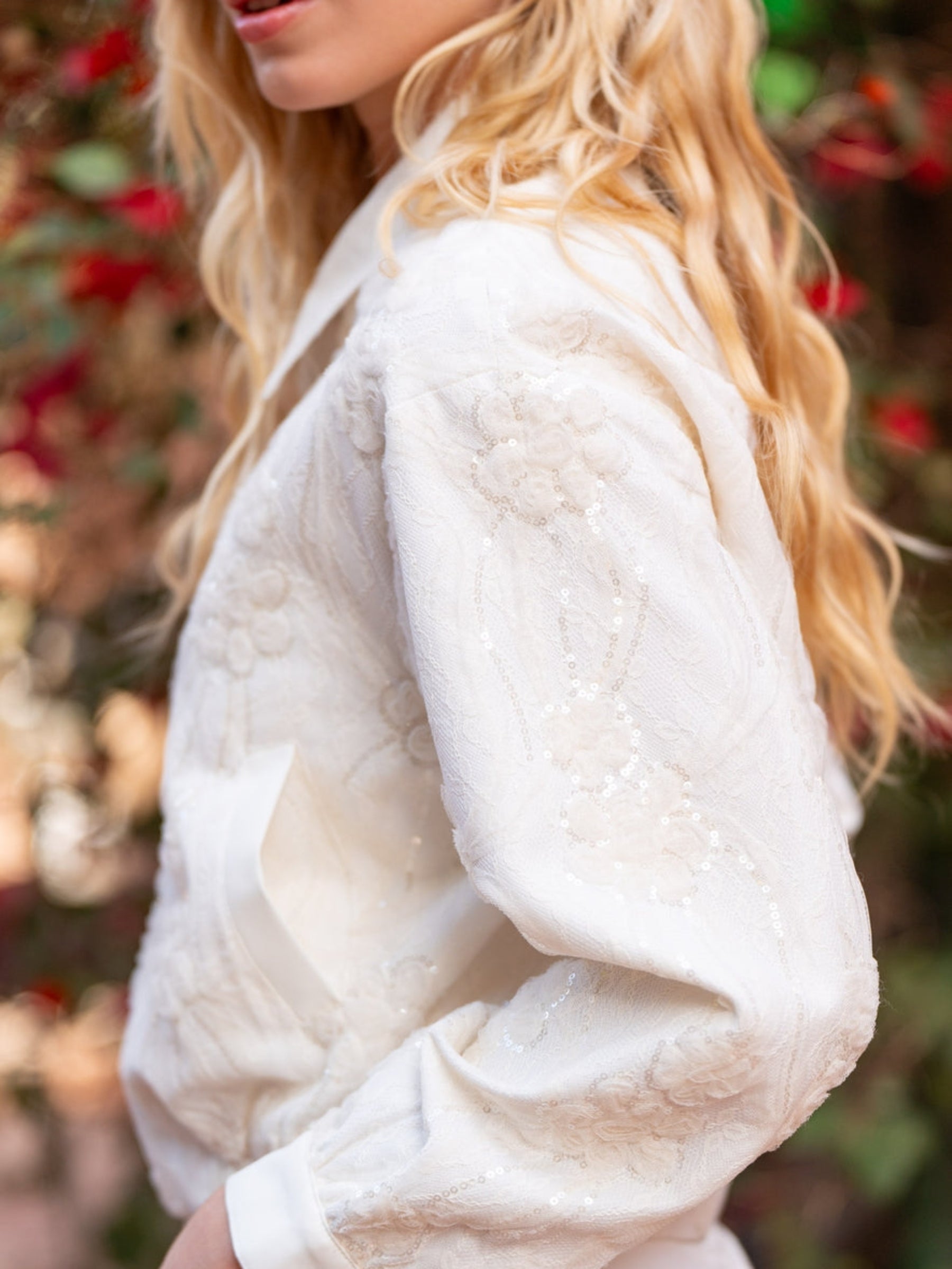 Lina - Lace applique bomber jacket