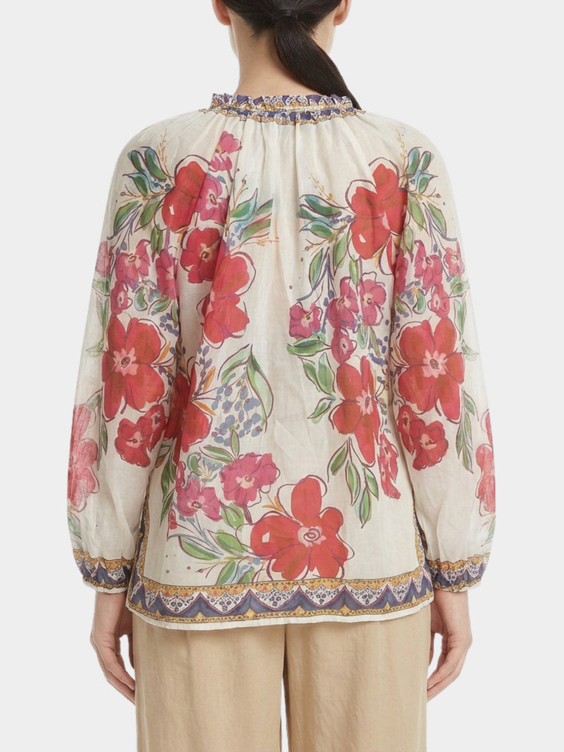 Jessica - Tie front printed blouse