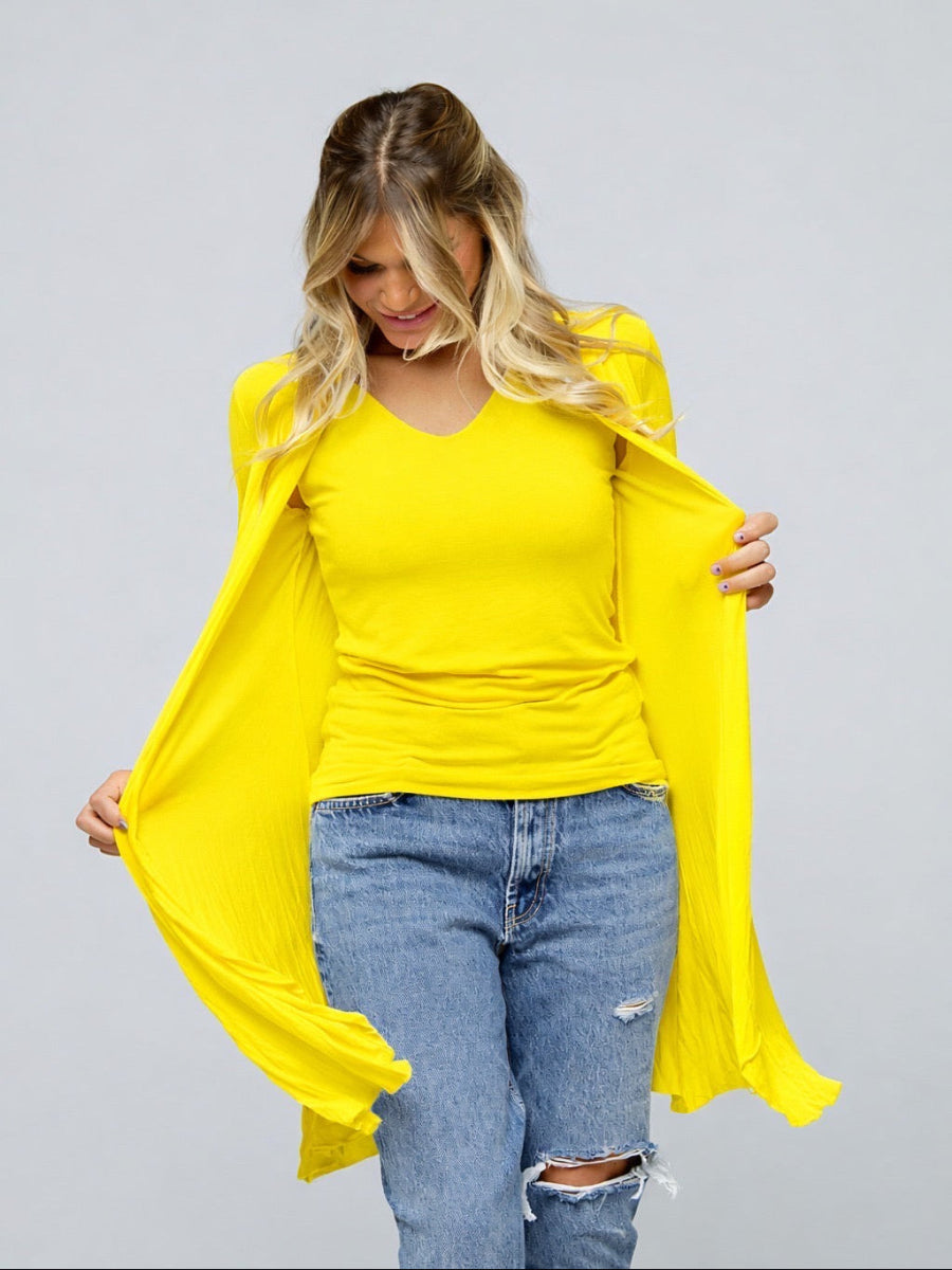 Longo -  Waterfall soft jersey cardigan Yellow