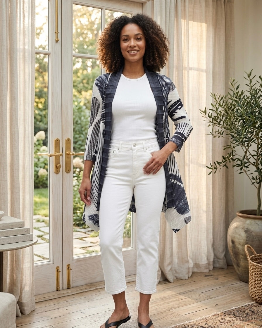 Merly -Printed e2e pleated jacket