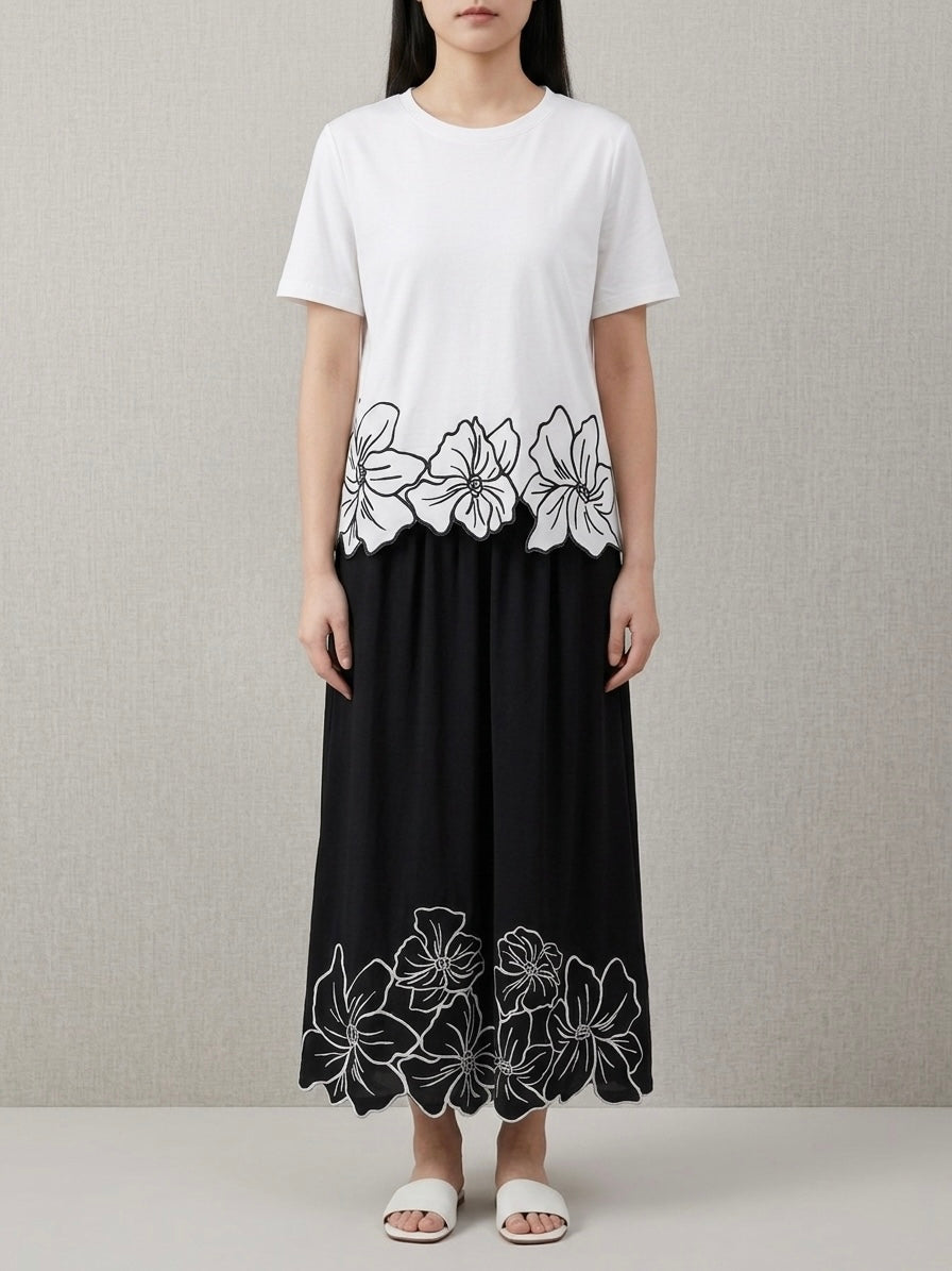Lucia - Floral trim t.shirt
