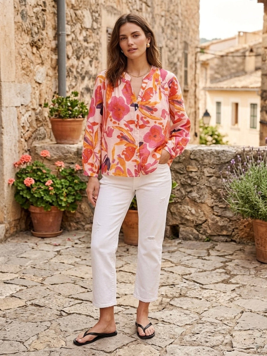 Jennah - Silk blend printed top