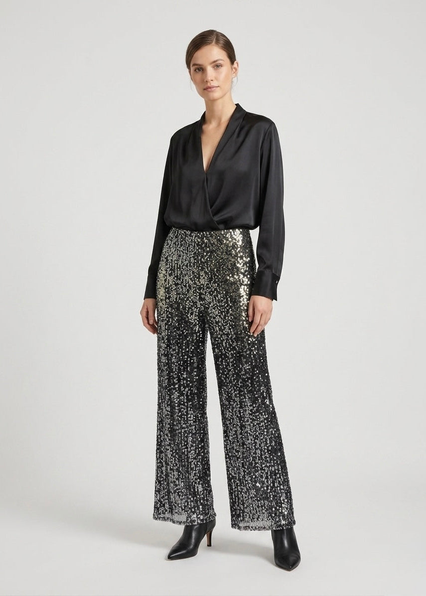 Pastis silver wide leg sequin trouser