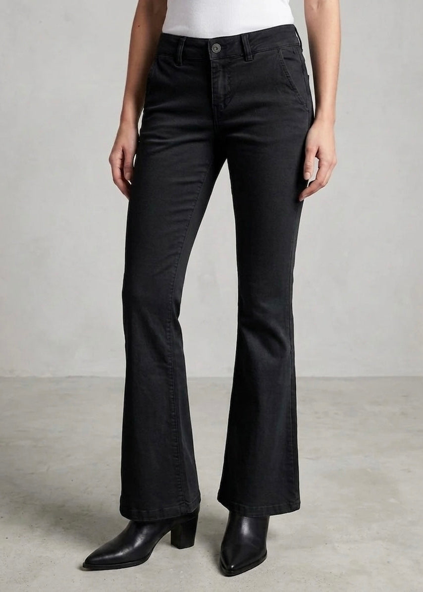 Bailey black soft denim kick flare jean