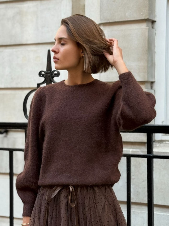 Anni - Puff sleeve jumper Chocolate
