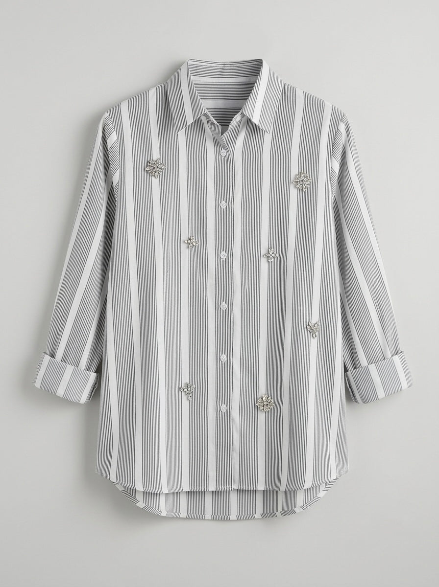Eliane - Diamante striped shirt