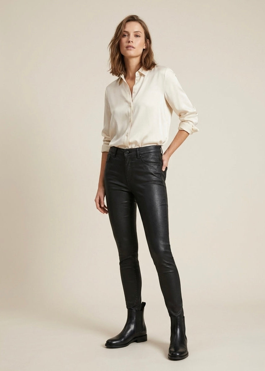 Candice black skinny coated stretch jeans