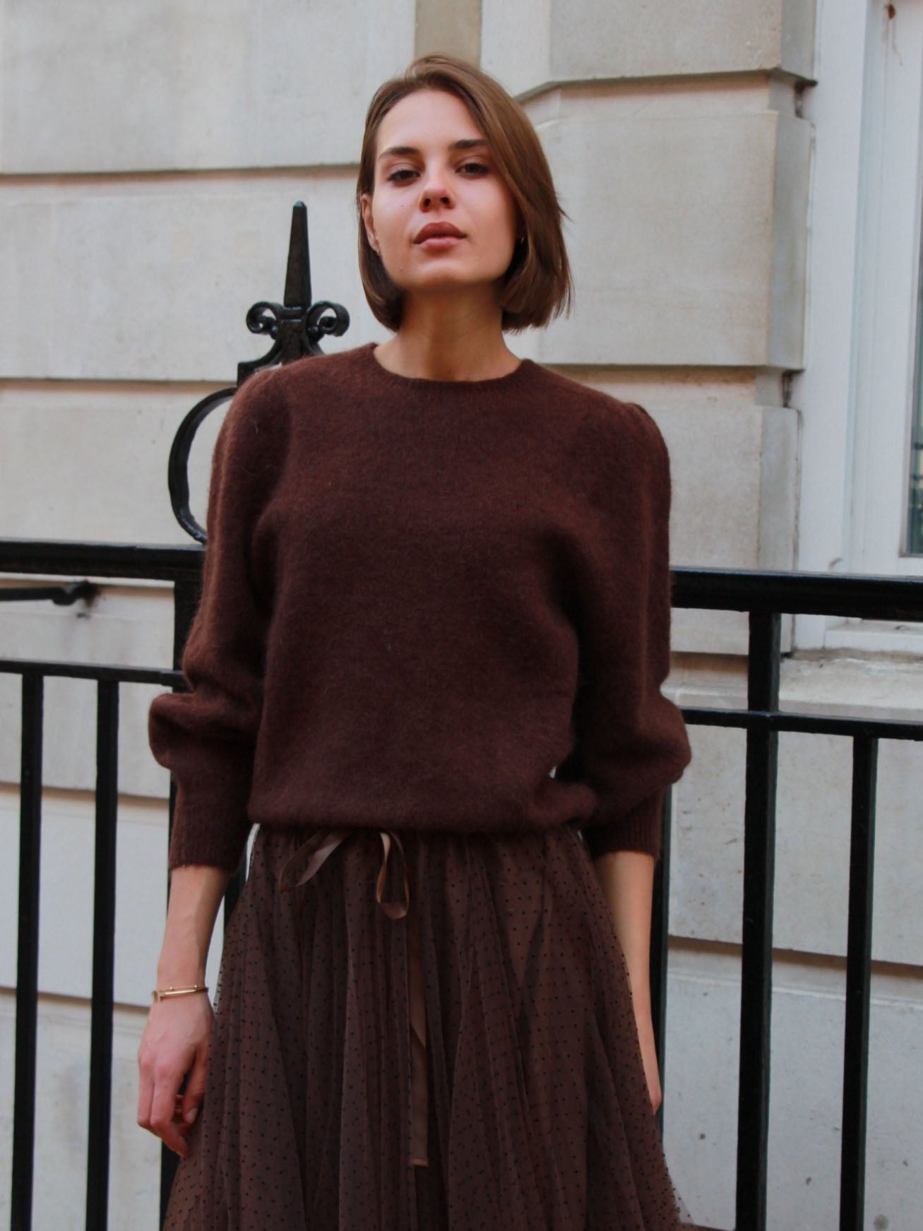 Anni - Puff sleeve jumper Chocolate
