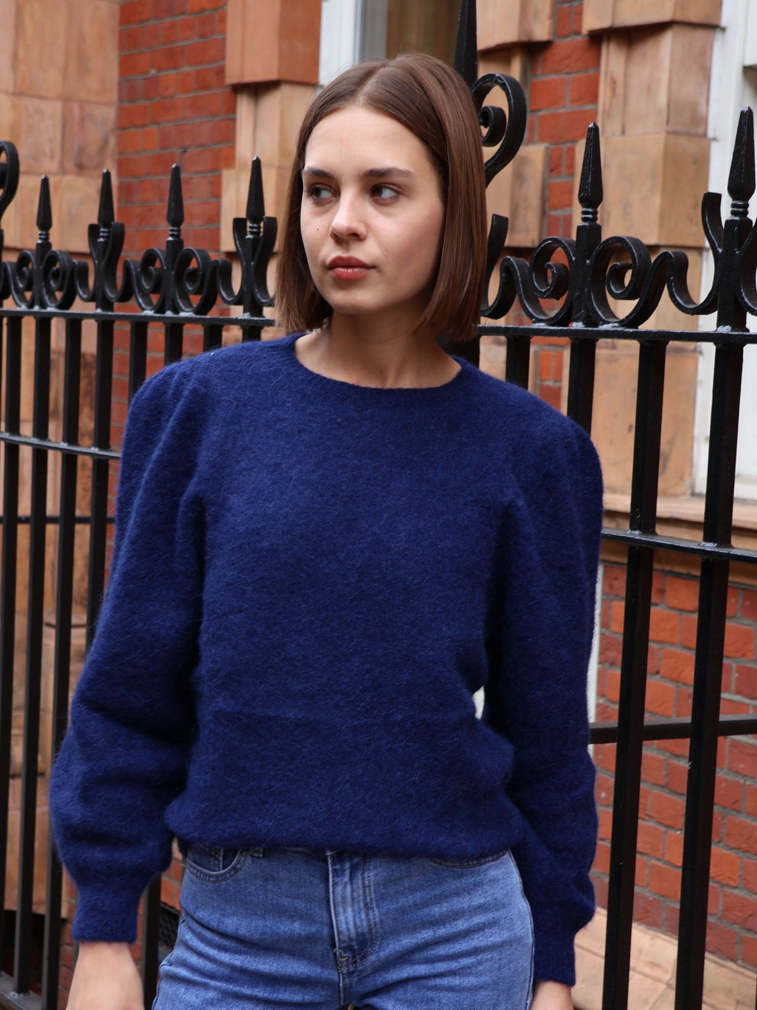 Anni - Puff sleeve jumper Navy